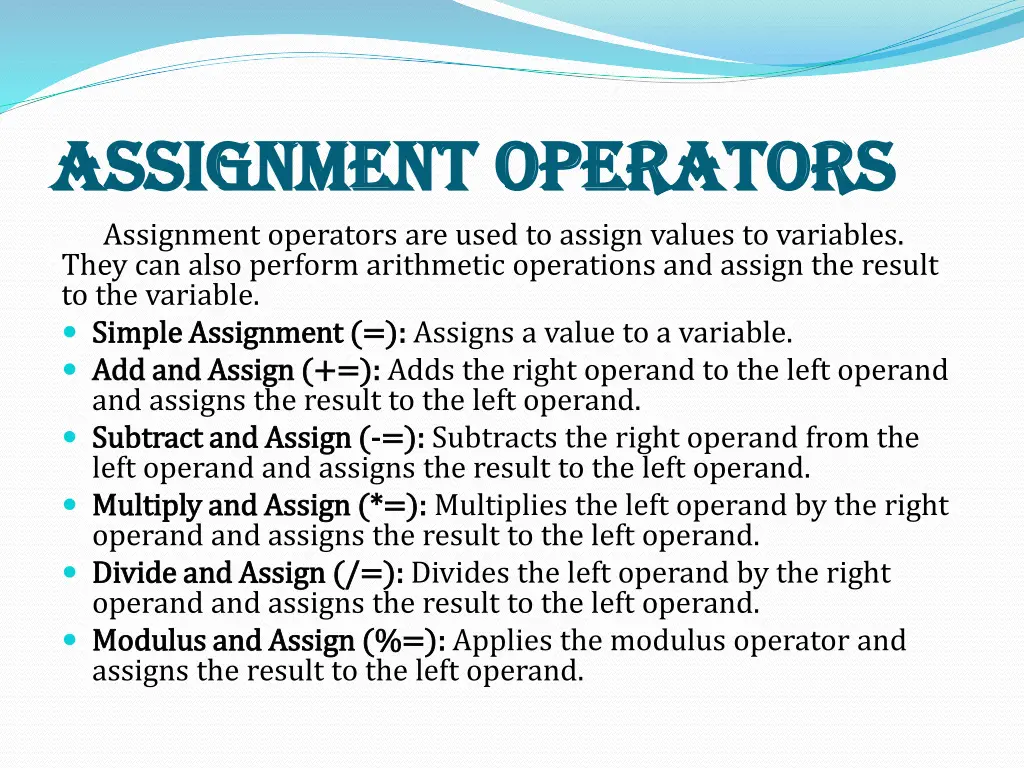 assignment operators assignment operators