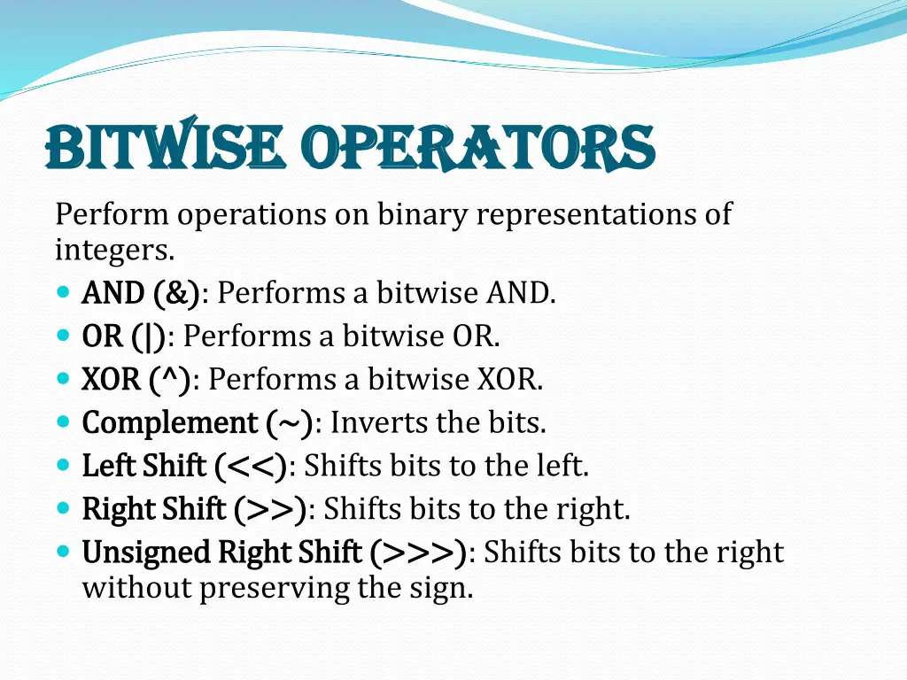 bitwise operators bitwise operators