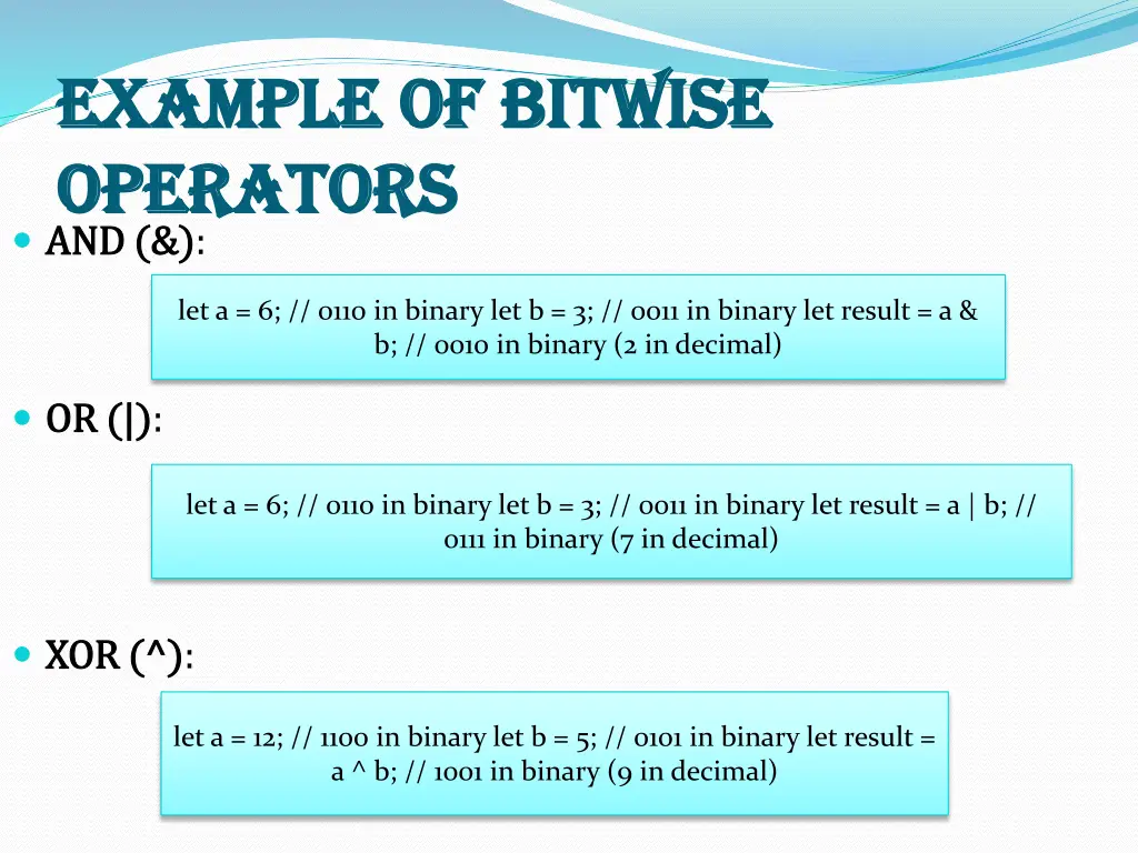 example of bitwise example of bitwise operators