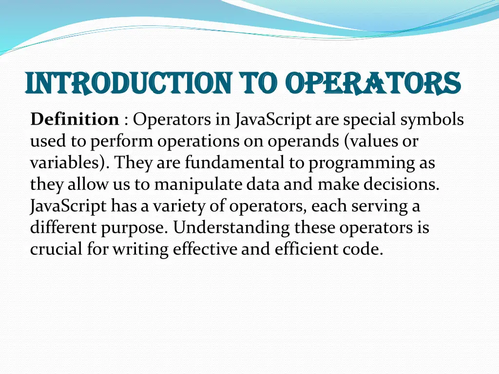 introduction to operators introduction