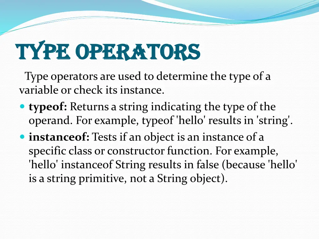 type operators type operators