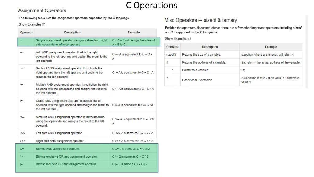 c operations 2