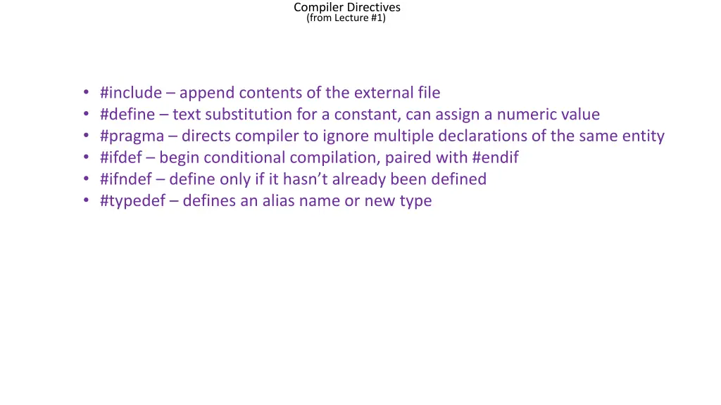 compiler directives from lecture 1