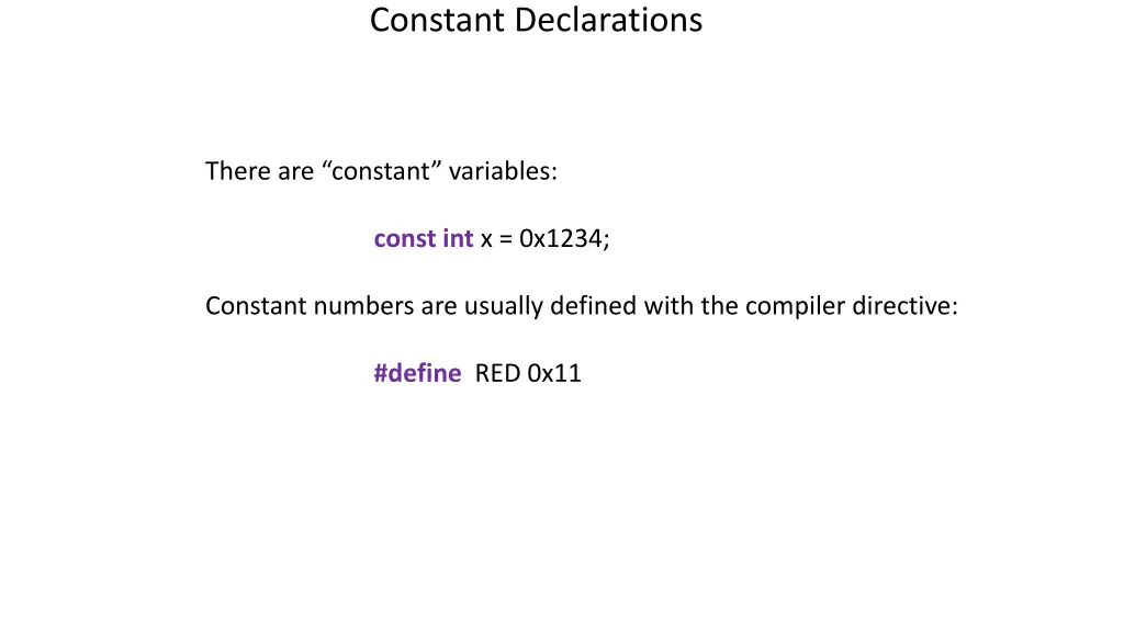 constant declarations