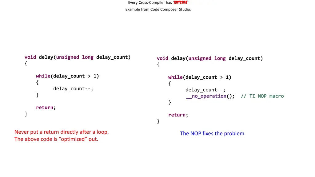 every cross compiler has gotchas