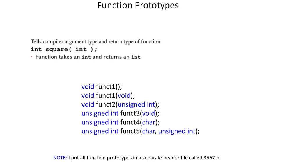 function prototypes