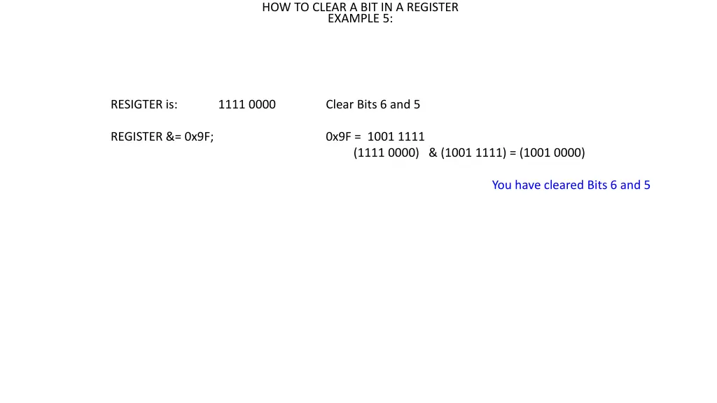 how to clear a bit in a register example 5