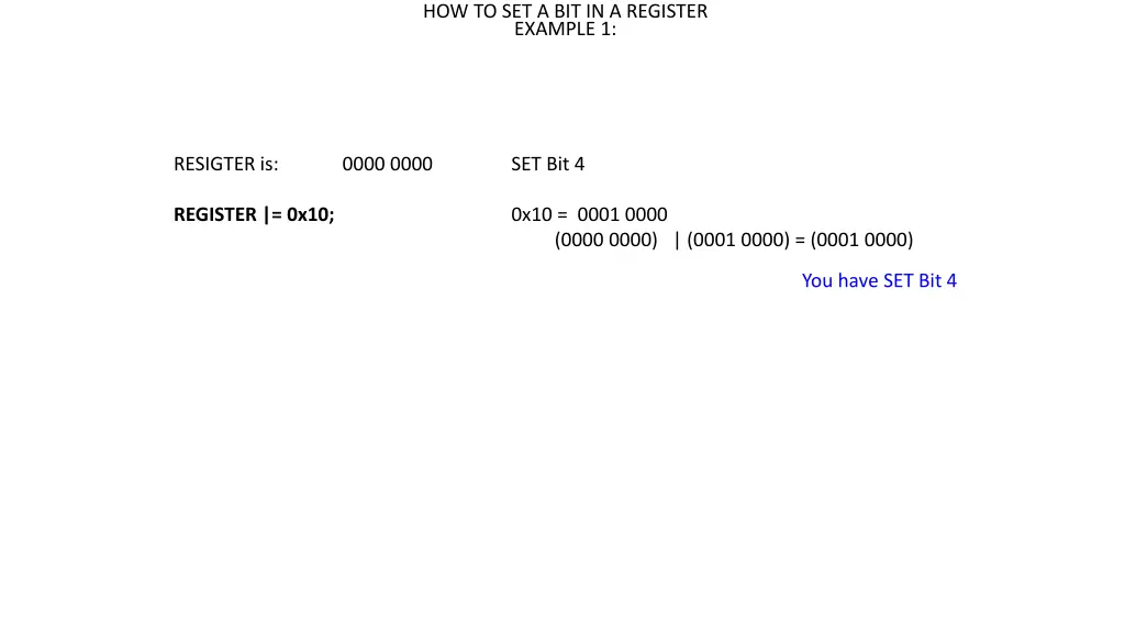 how to set a bit in a register example 1