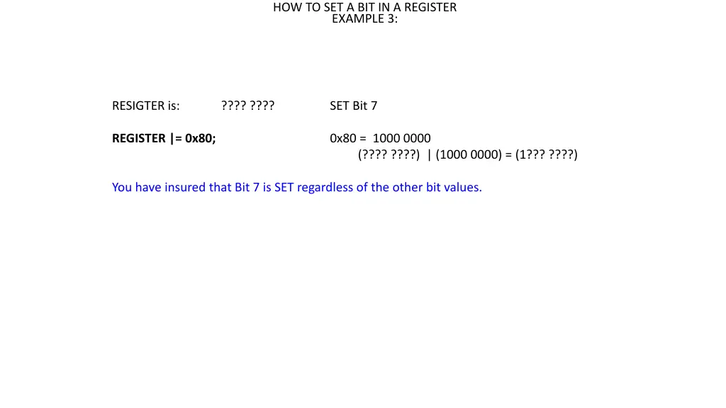 how to set a bit in a register example 3