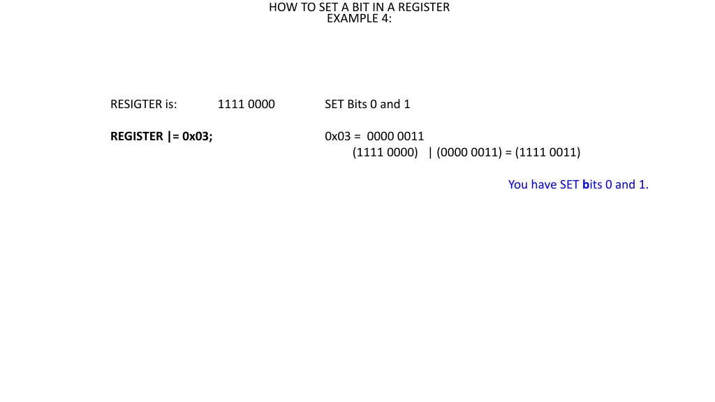 how to set a bit in a register example 4