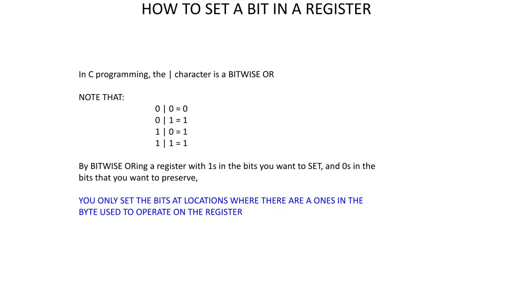 how to set a bit in a register