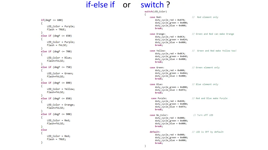 if else if or switch
