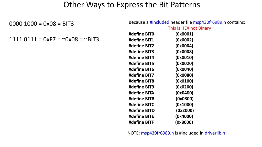 other ways to express the bit patterns