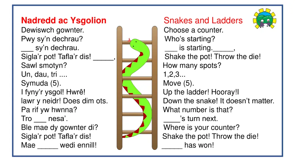 nadredd ac ysgolion snakes and ladders dewiswch