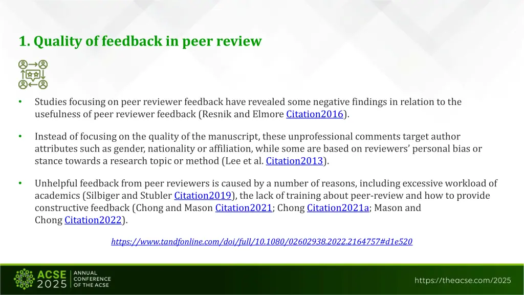 1 quality of feedback in peer review
