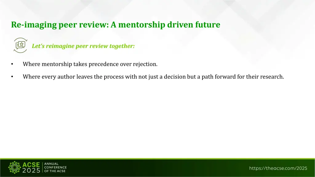 re imaging peer review a mentorship driven future