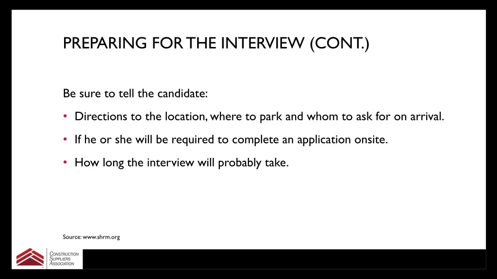 preparing for the interview cont 1
