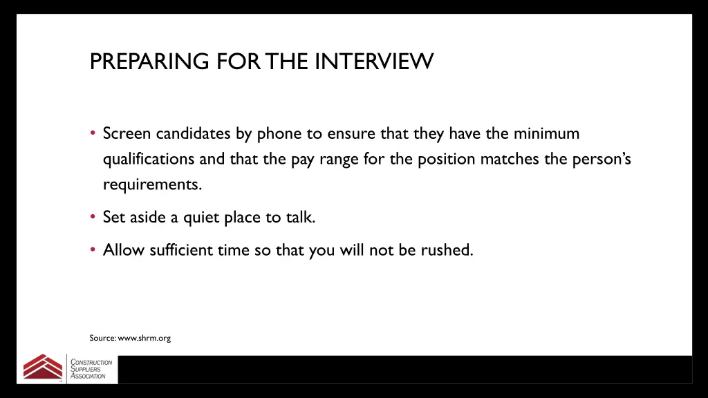 preparing for the interview