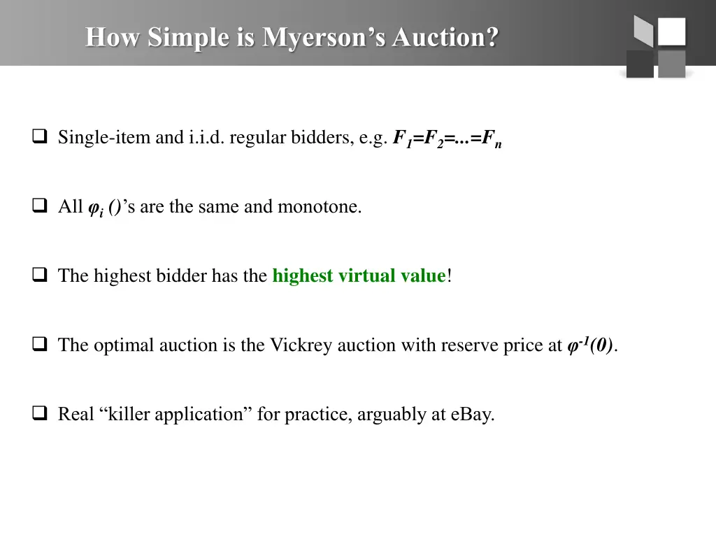 how simple is myerson s auction