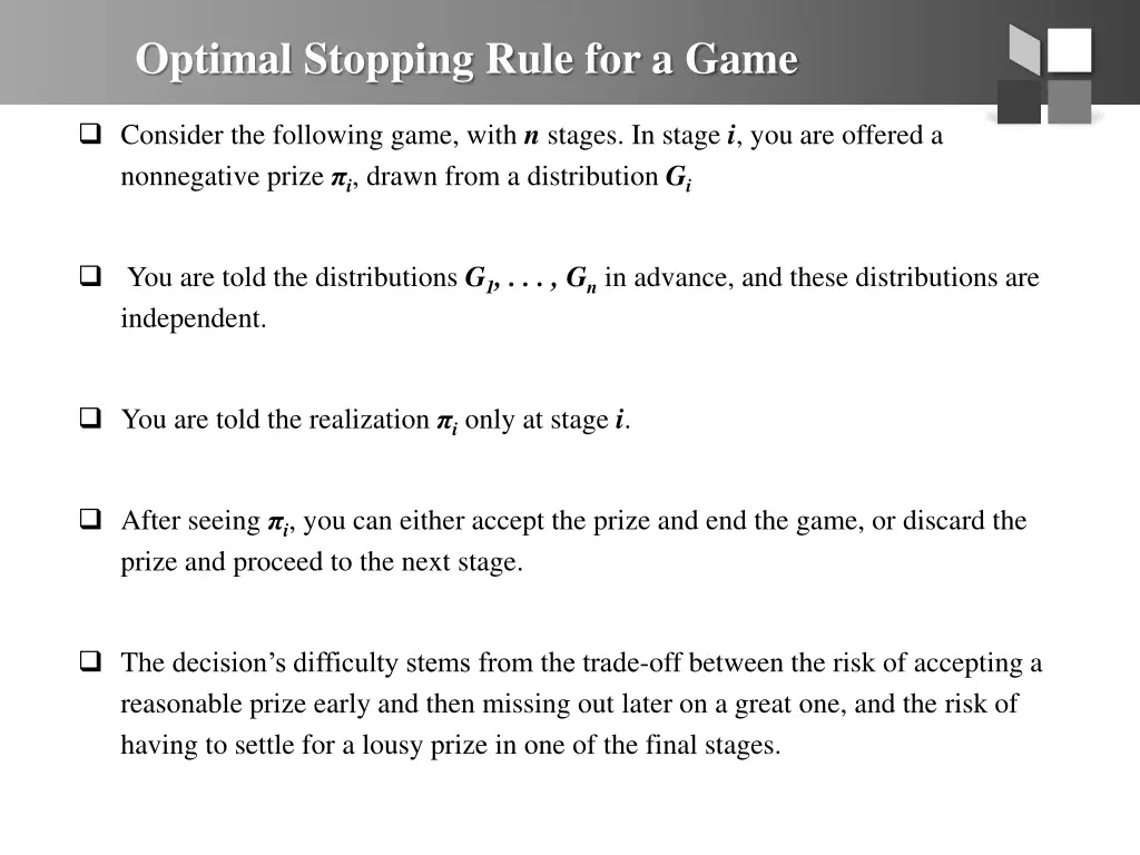 optimal stopping rule for a game