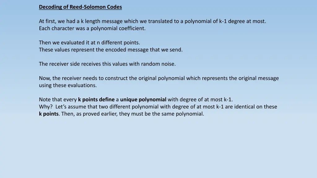 decoding of reed solomon codes