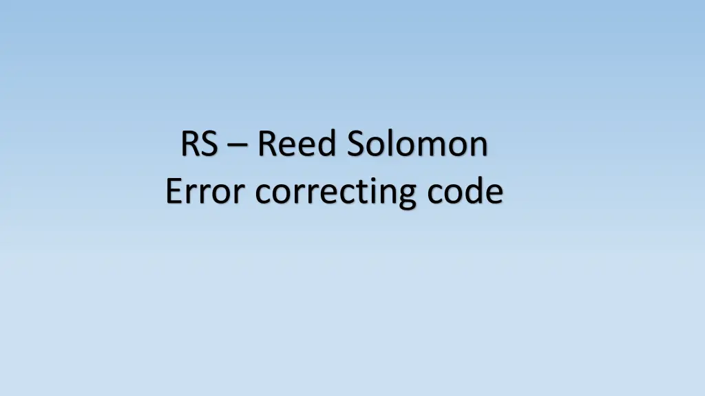rs reed solomon error correcting code