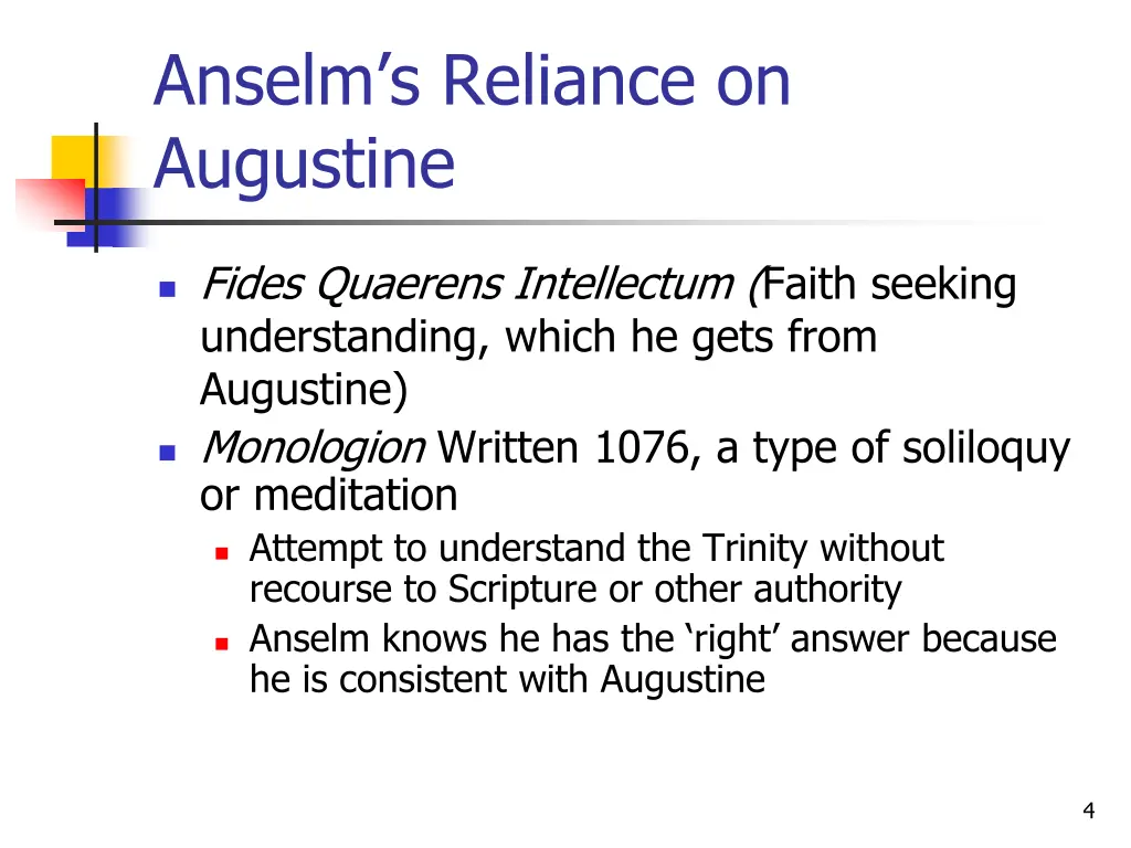 anselm s reliance on augustine