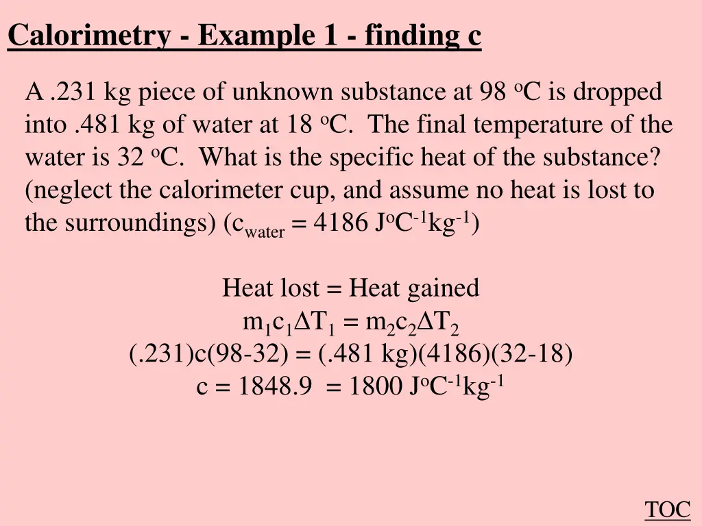 calorimetry example 1 finding c