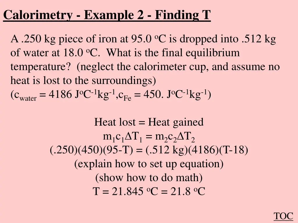 calorimetry example 2 finding t