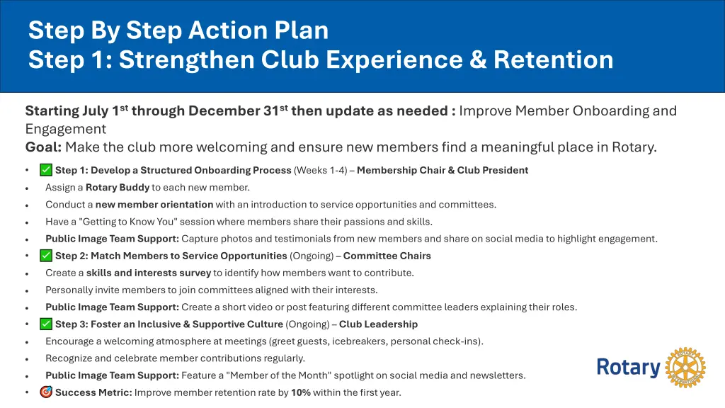 step by step action plan step 1 strengthen club
