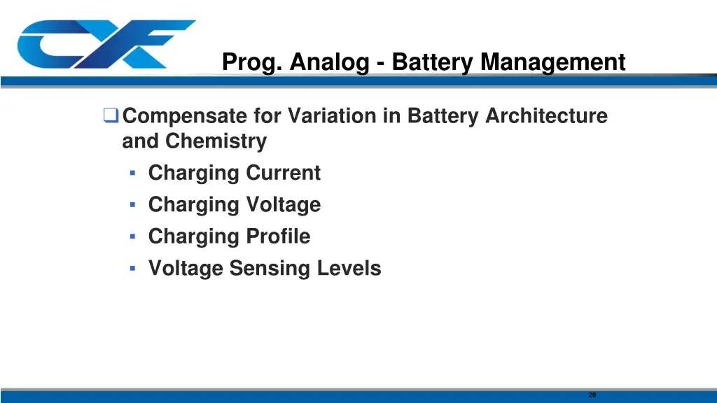prog analog battery management
