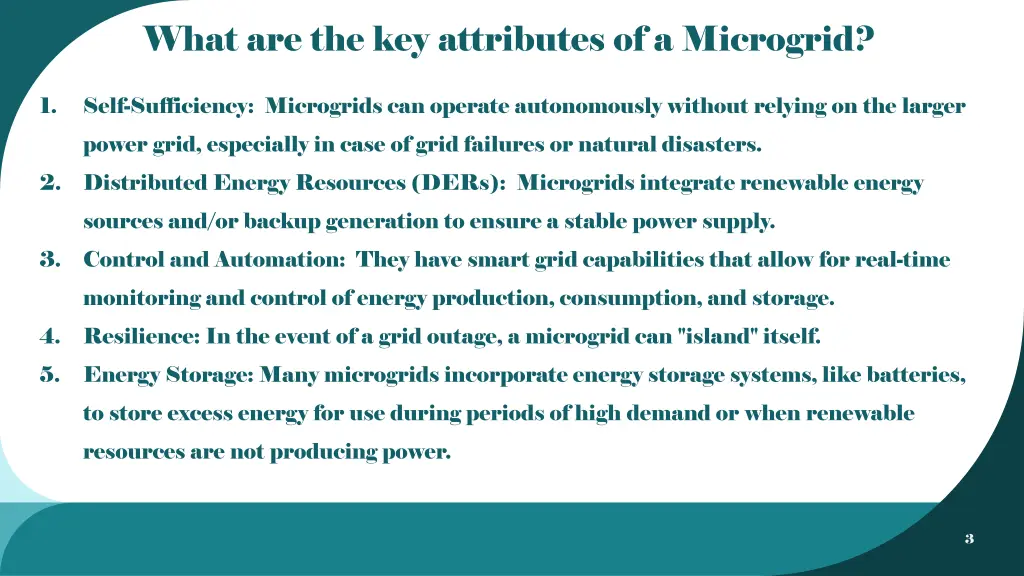 what are the key attributes of a microgrid