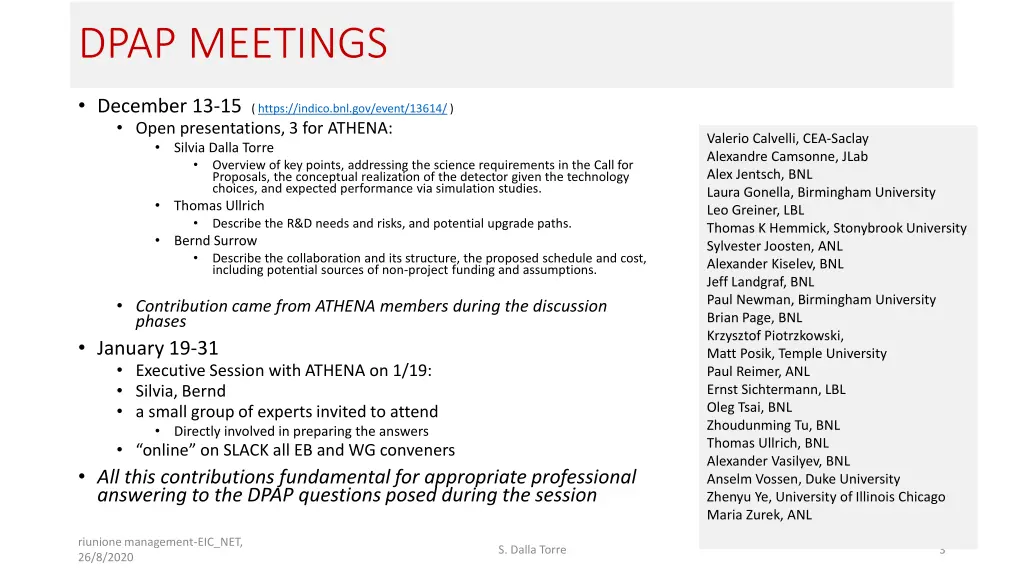 dpap meetings