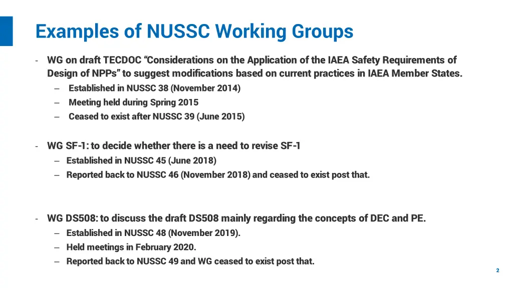 examples of nussc working groups 1