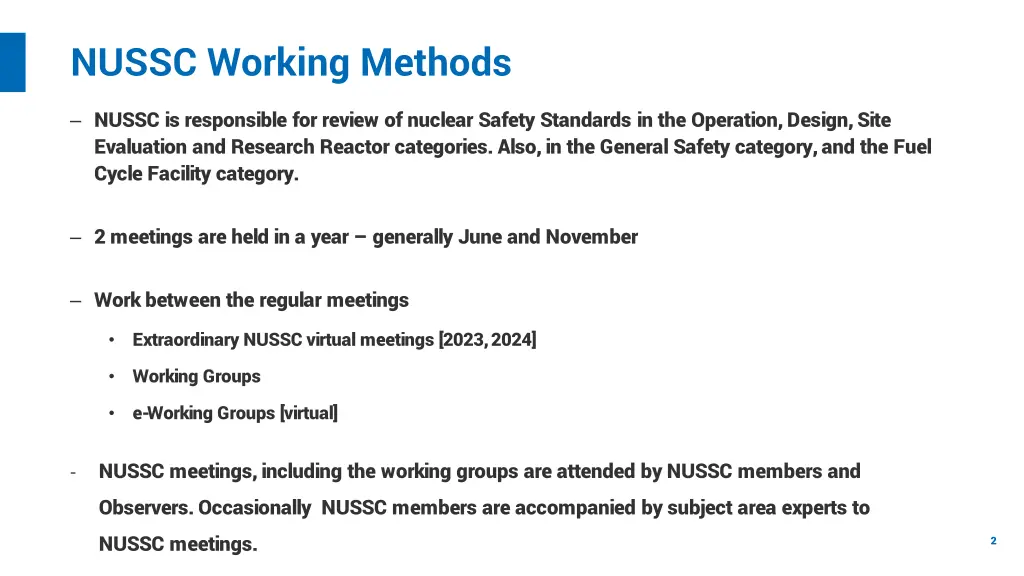 nussc working methods