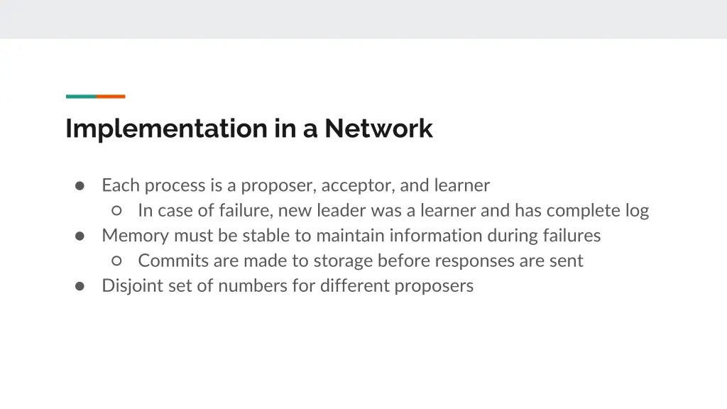 implementation in a network