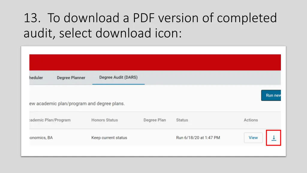 13 to download a pdf version of completed audit