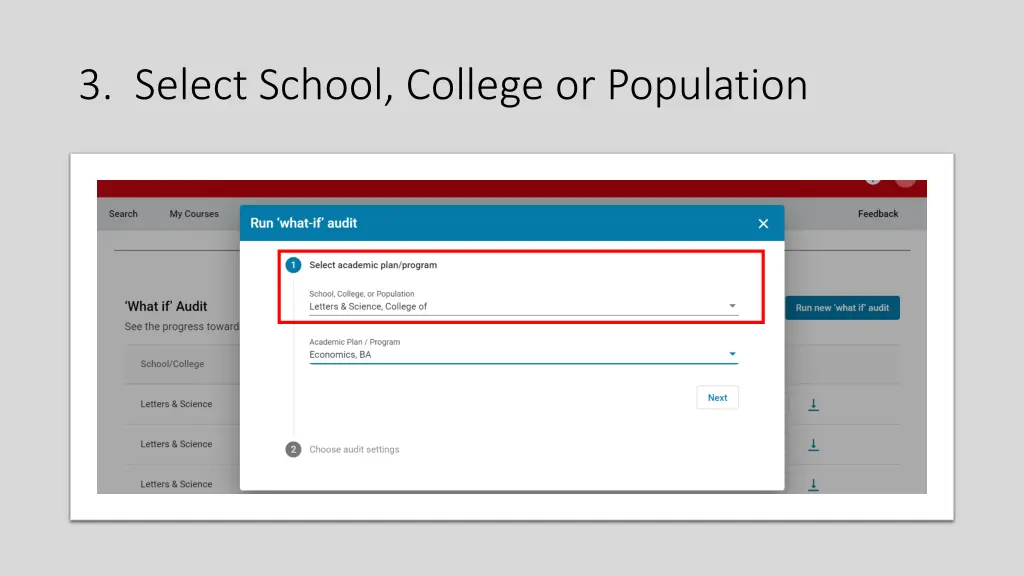 3 select school college or population