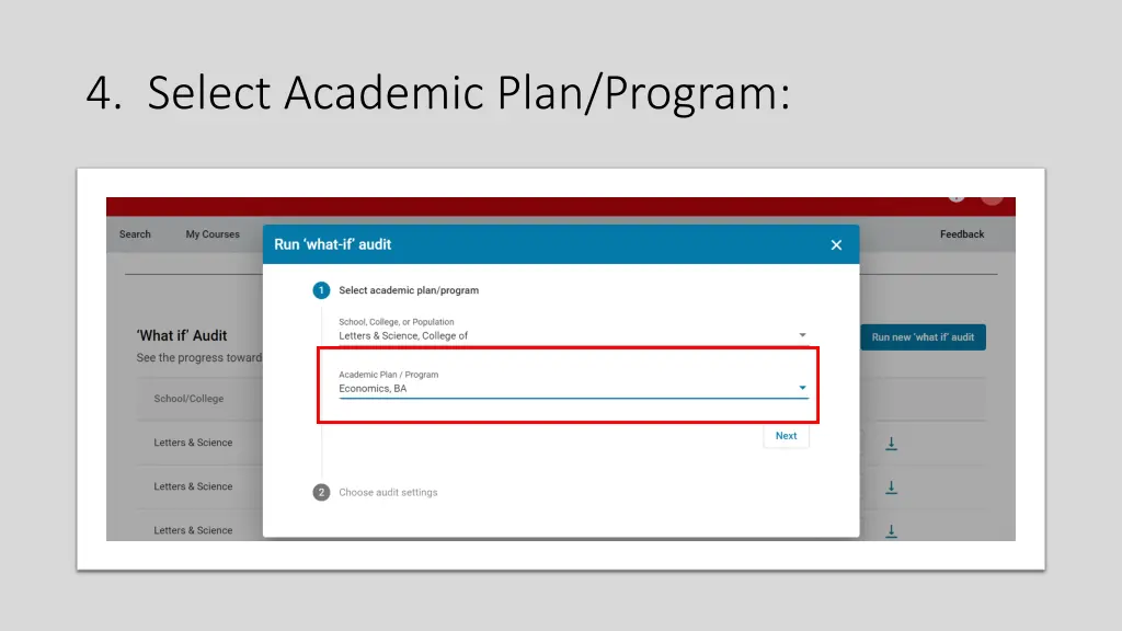 4 select academic plan program