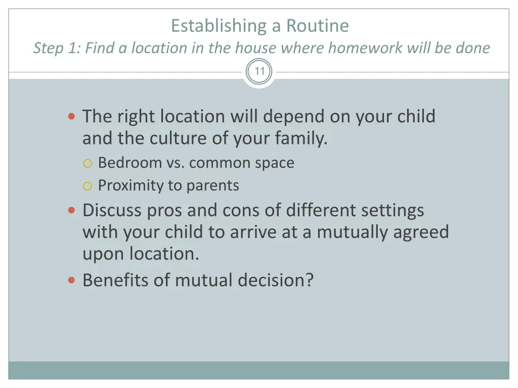 establishing a routine 1