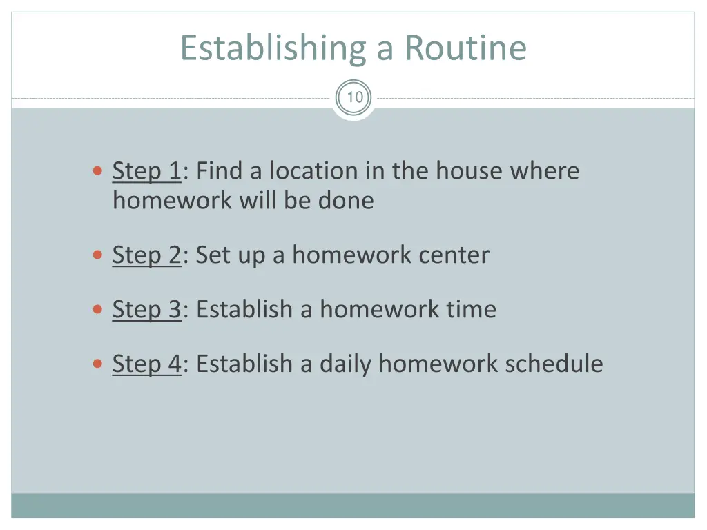 establishing a routine