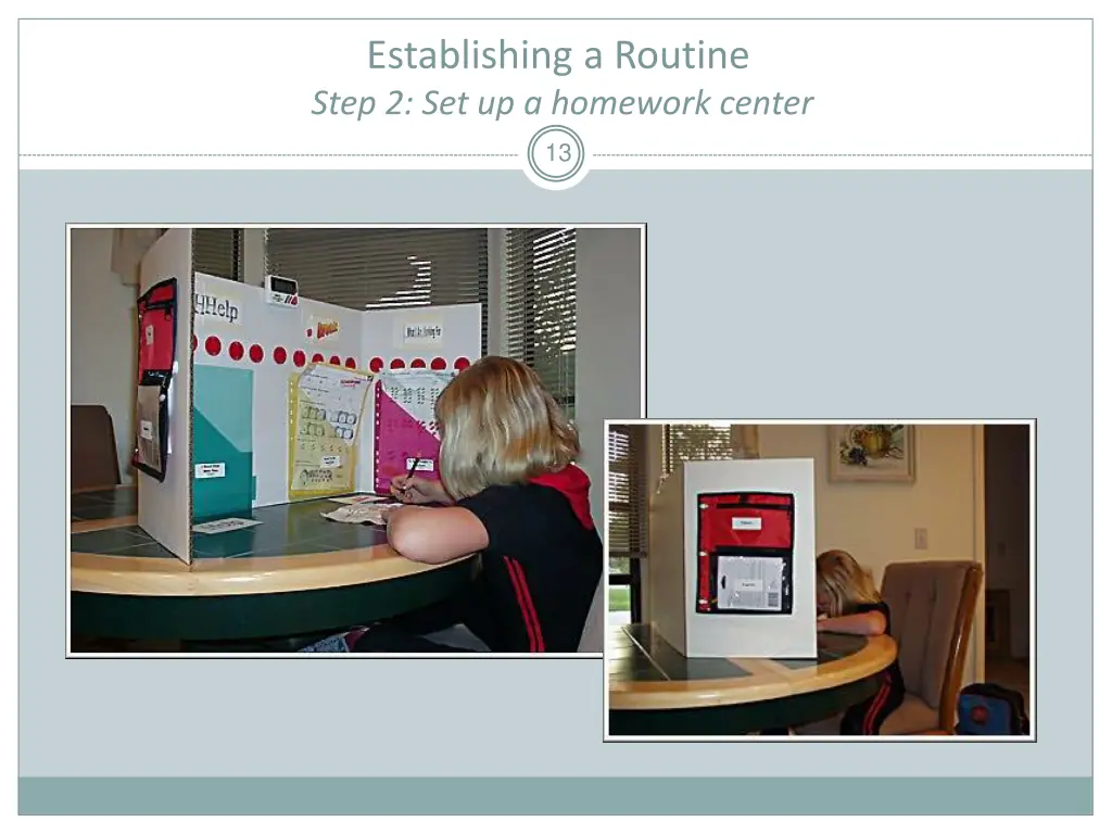 establishing a routine step 2 set up a homework 1