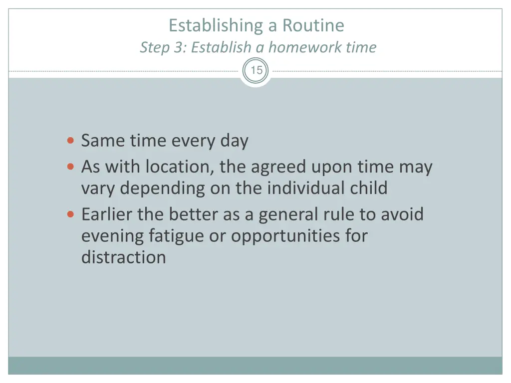 establishing a routine step 3 establish
