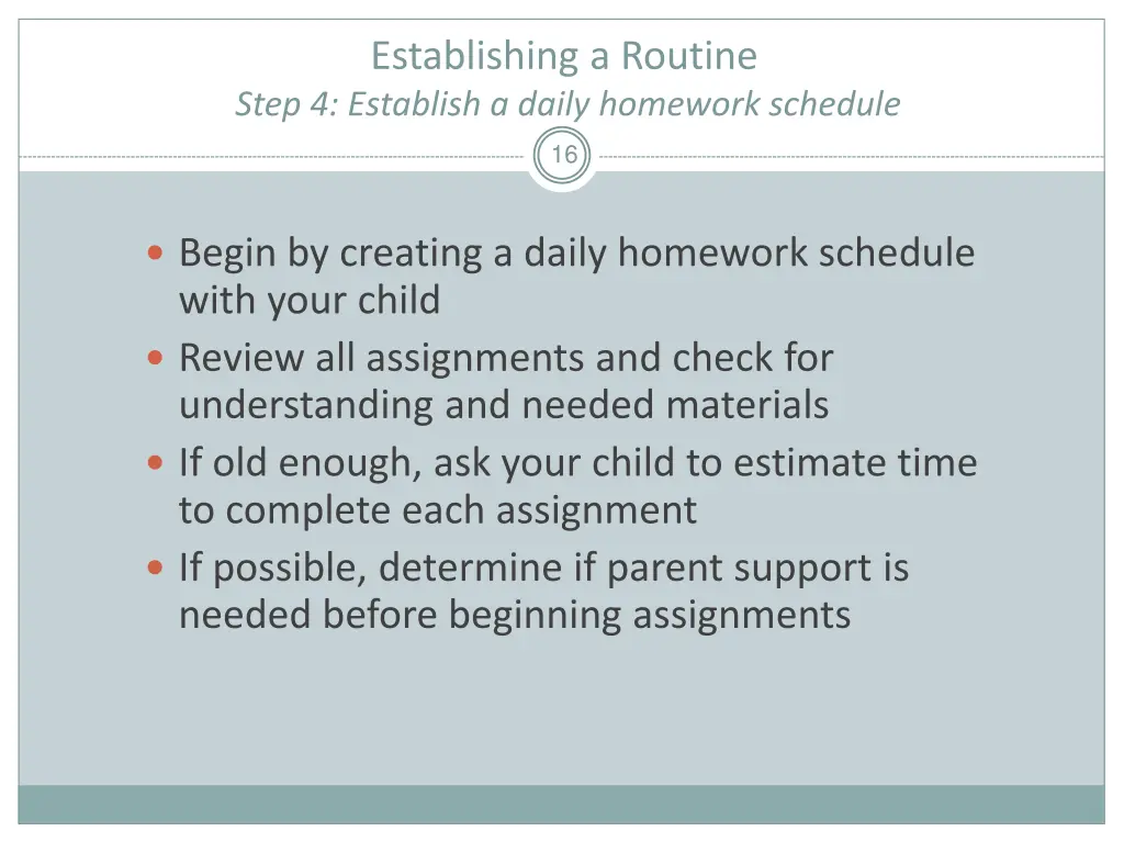 establishing a routine step 4 establish a daily