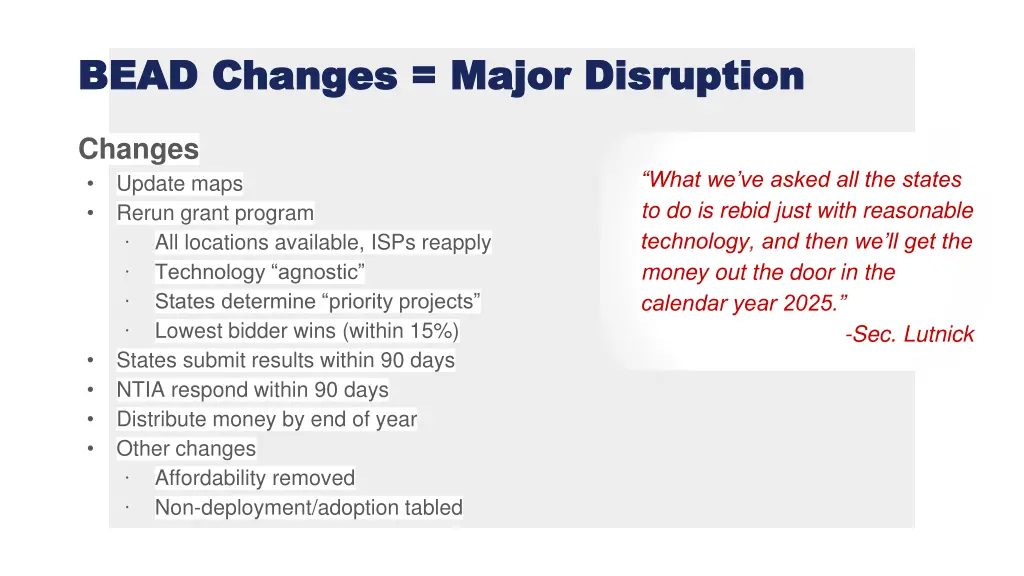 bead changes major disruption bead changes major