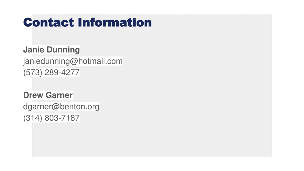 contact information contact information