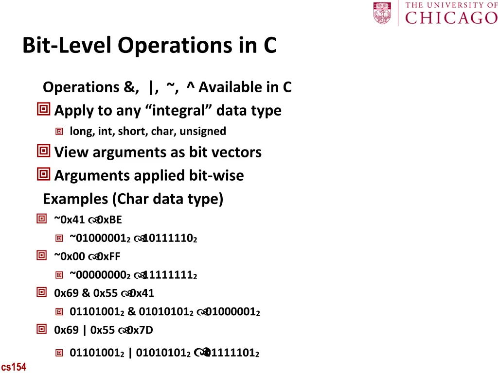 bit level operations in c