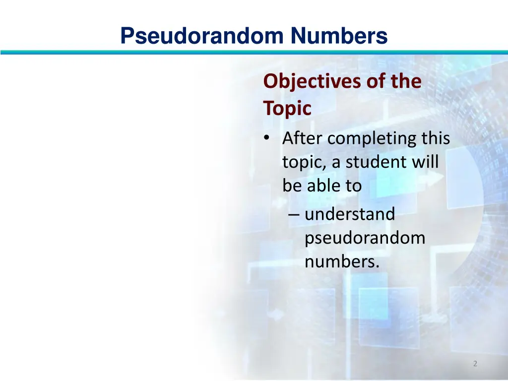 pseudorandom numbers 1