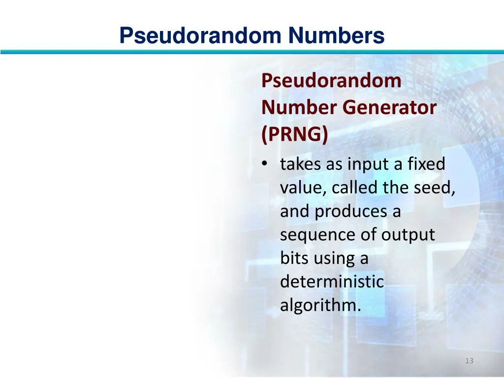 pseudorandom numbers 12