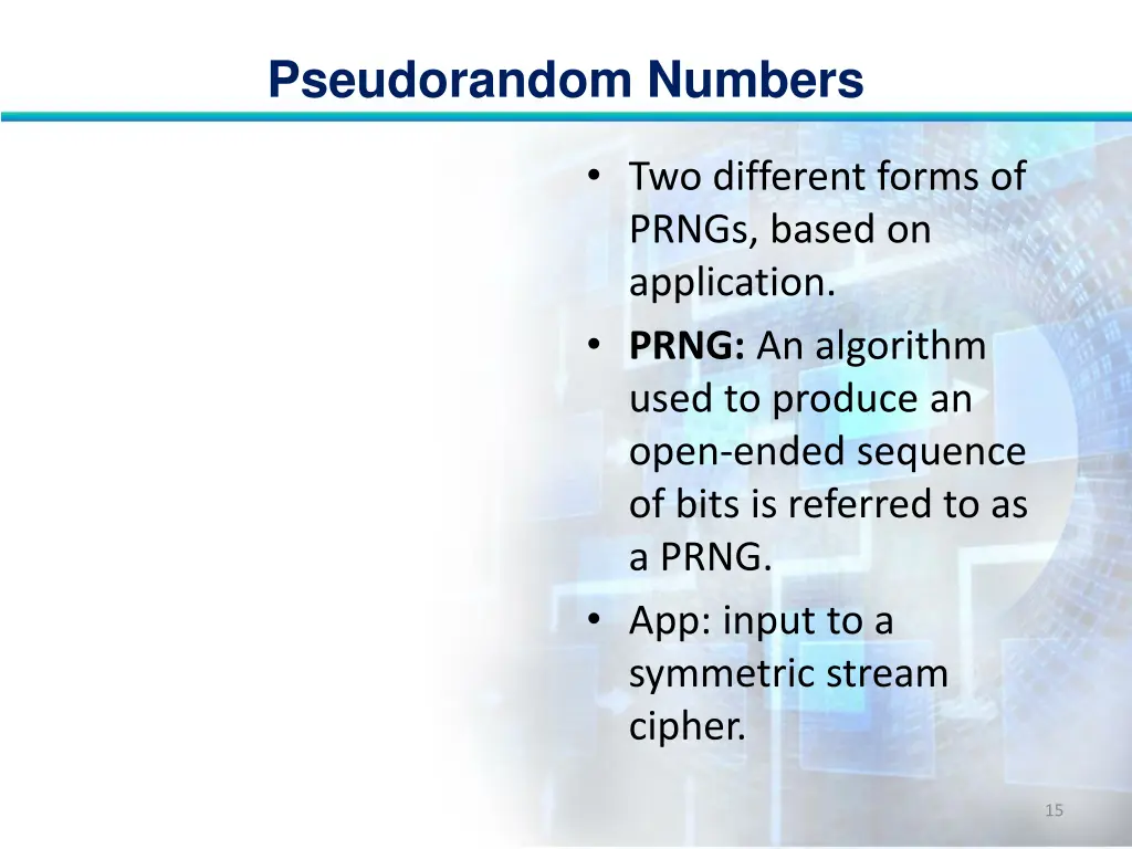 pseudorandom numbers 14
